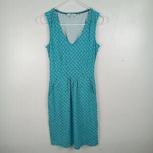 Boden Womens Melinda Jersey Dress 2P Dotted Fan Print Sleeveless V-Neck Pockets